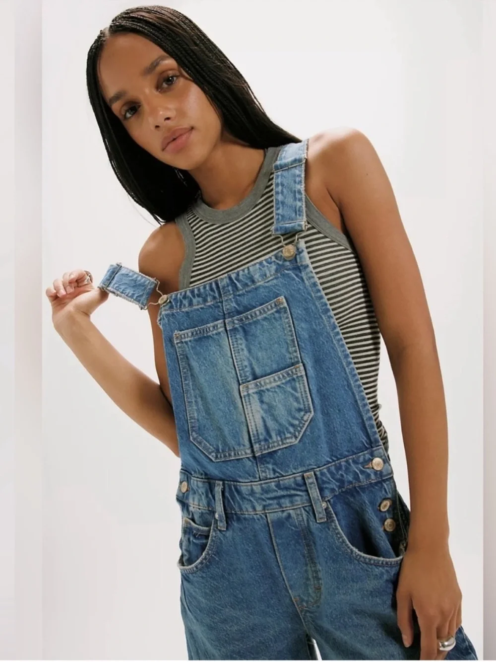 Free People  Good Luck Barrel Overalls